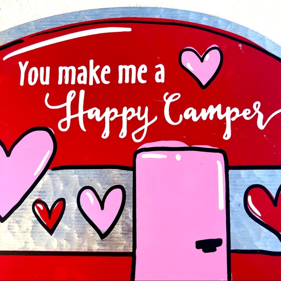 Camper Trailer Door Hanger Wall Decor You Make Me a Happy Camper Hearts - Picture 2 of 6